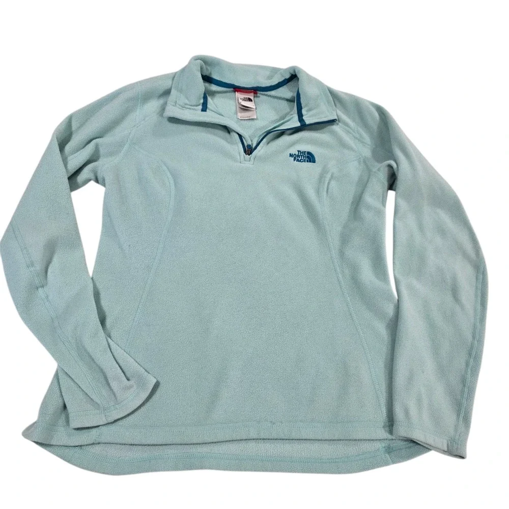 The North Face Womens Pullover Sweater Green Small Fleece Quarter Zip Outdoor‎
